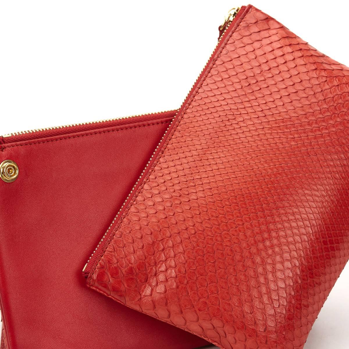 2010s Céline Red Python Trio Bag 4