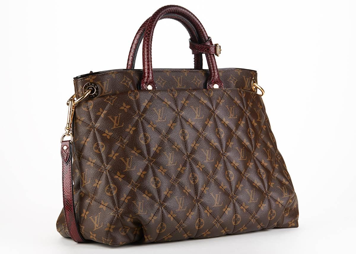 Louis Vuitton Brown Classic Monogram Canvas Ostrich and Python Etoile, 2010s  In Excellent Condition In Bishop's Stortford, Hertfordshire