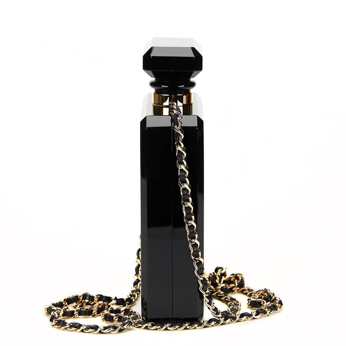 Chanel Black Plexiglass No. 5 Perfume Bottle Bag In Excellent Condition In Bishop's Stortford, Hertfordshire