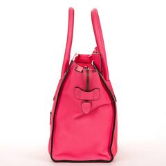 2010s Céline Neon Pink Drummed Leather Mini Luggage Tote