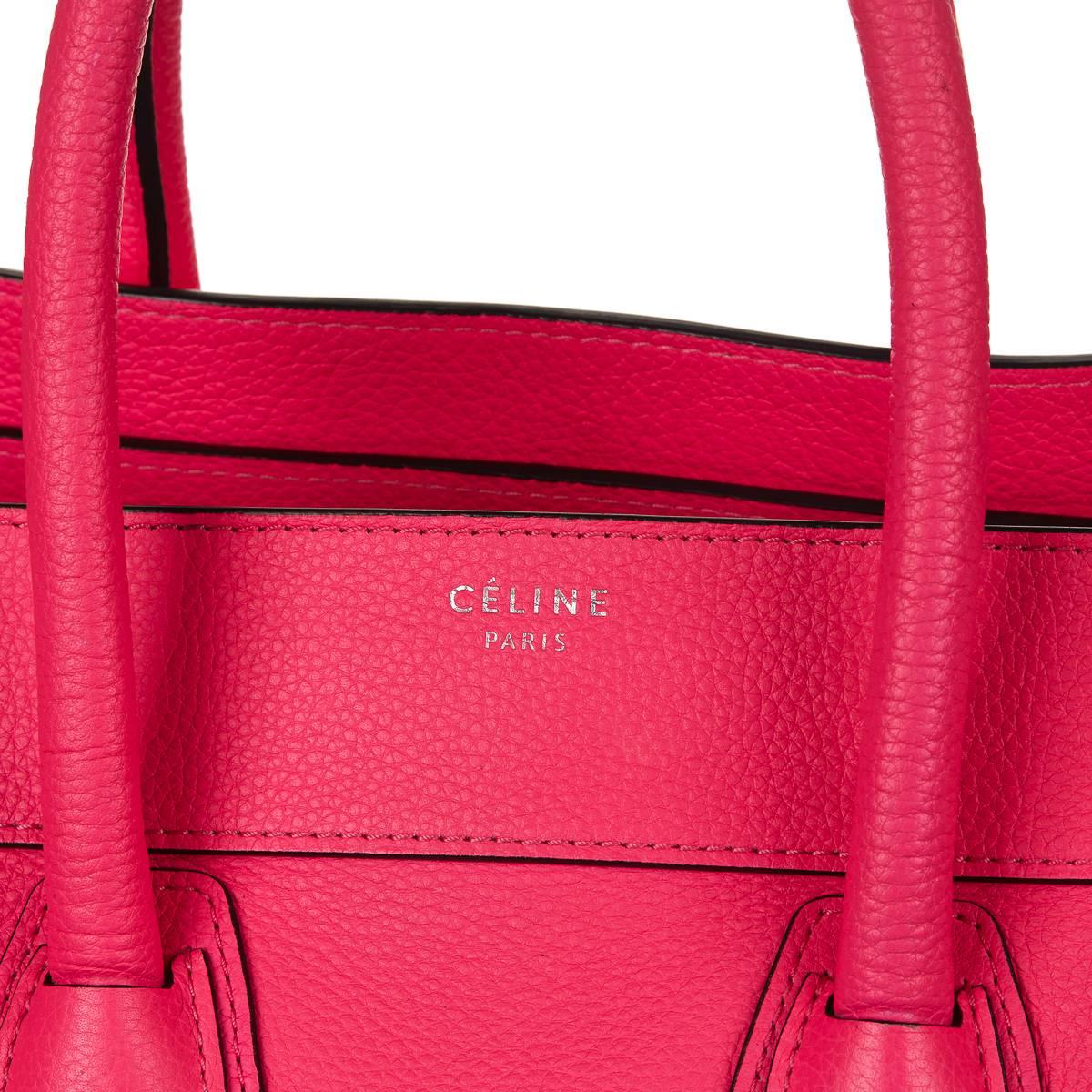2010s Céline Neon Pink Drummed Leather Mini Luggage Tote 3