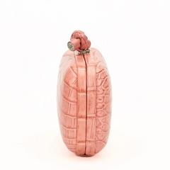 2000s Bottega Veneta Pink Crocodile Leather Knot Clutch