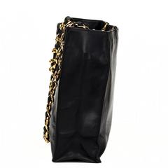 1990s Chanel Black Lambskin Vintage Timeless Tote