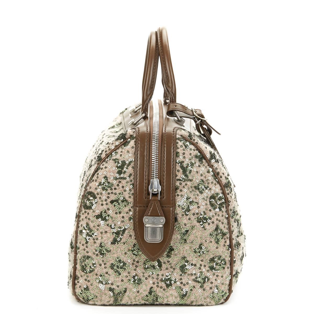 Brown 2012 Louis Vuitton Khaki Sequin Sunshine Express Speedy 30