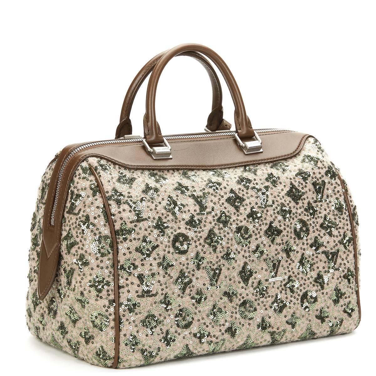 2012 Louis Vuitton Khaki Sequin Sunshine Express Speedy 30 1