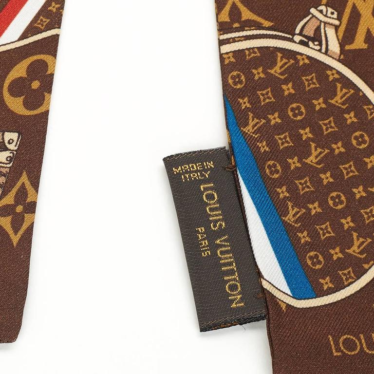 2000s Louis Vuitton Brown Silk Trunks and Bags Monogram Bandeau at 1stDibs