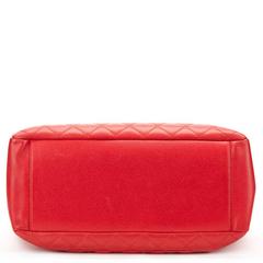 2000s Chanel Red Quilted Caviar Leather Grand Shopping Tote GST
