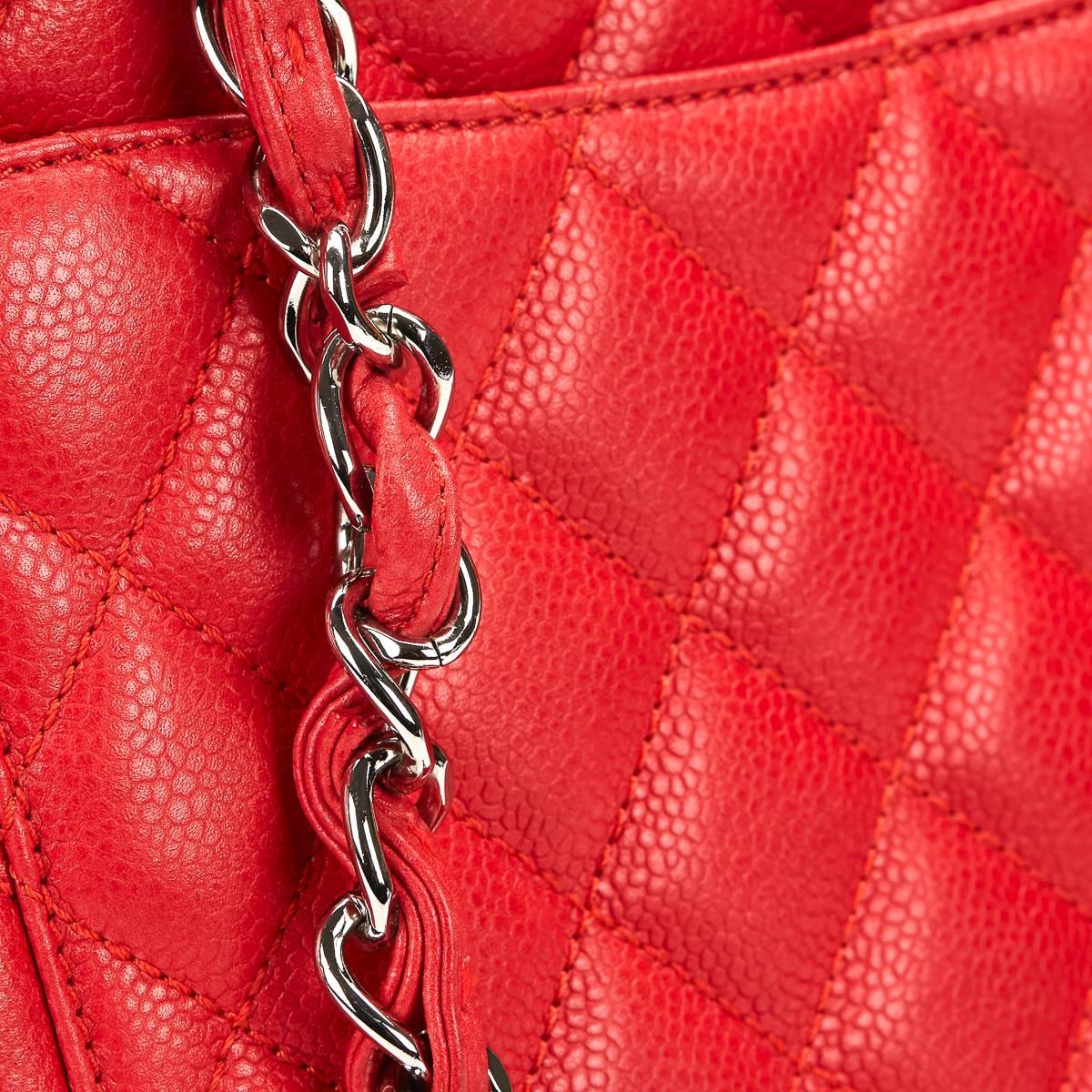 2000s Chanel Red Quilted Caviar Leather Grand Shopping Tote GST 4