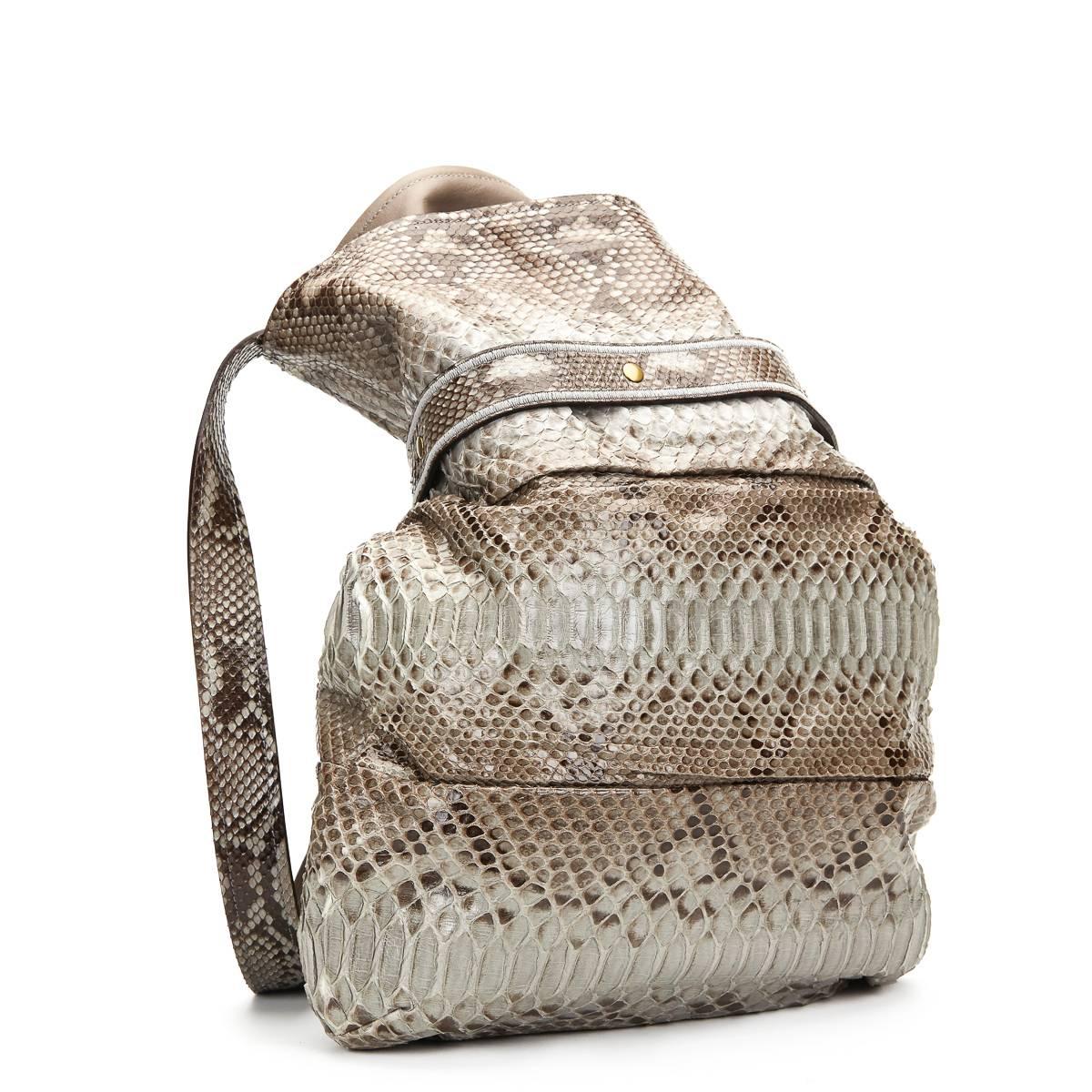 2000s Chloe Taupe Python Joan Bucket Bag In Good Condition In Bishop's Stortford, Hertfordshire