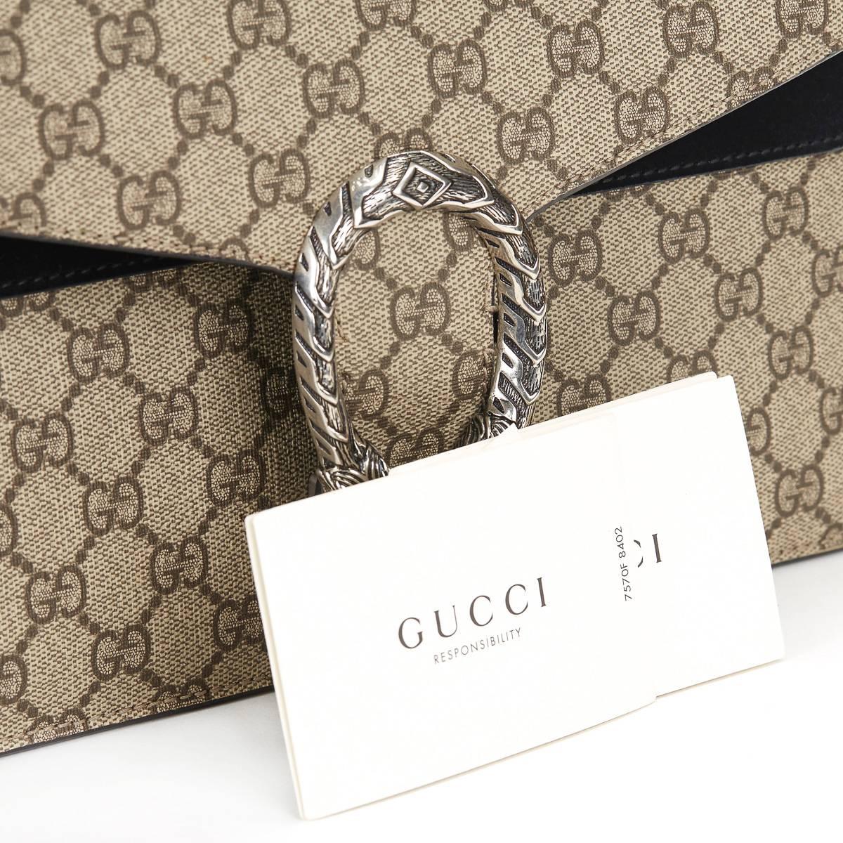 2010s Gucci GG Supreme Canvas & Black Suede Medium Dionysus 5