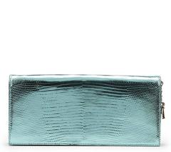 2010s Dior Mint Embossed Metallic Patent Leather Evening Clutch