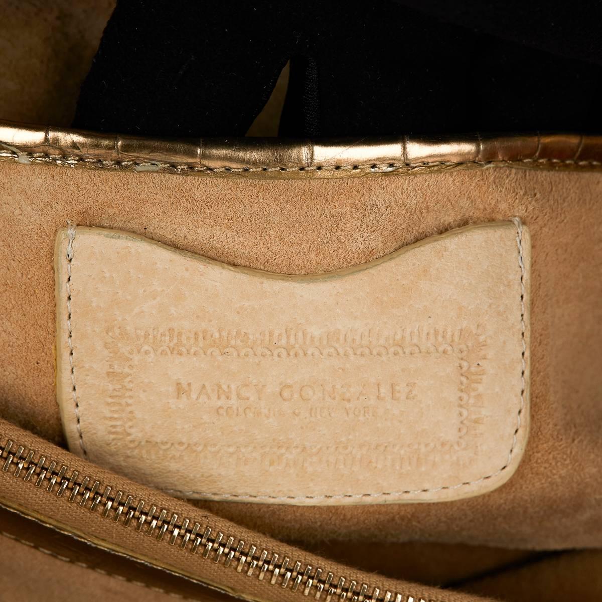2000 Nancy Gonzalez Gold Crocodile Leather Clutch 1