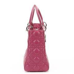 2010s Christian Dior Fuchsia Cannage Calfskin Lady Dior MM