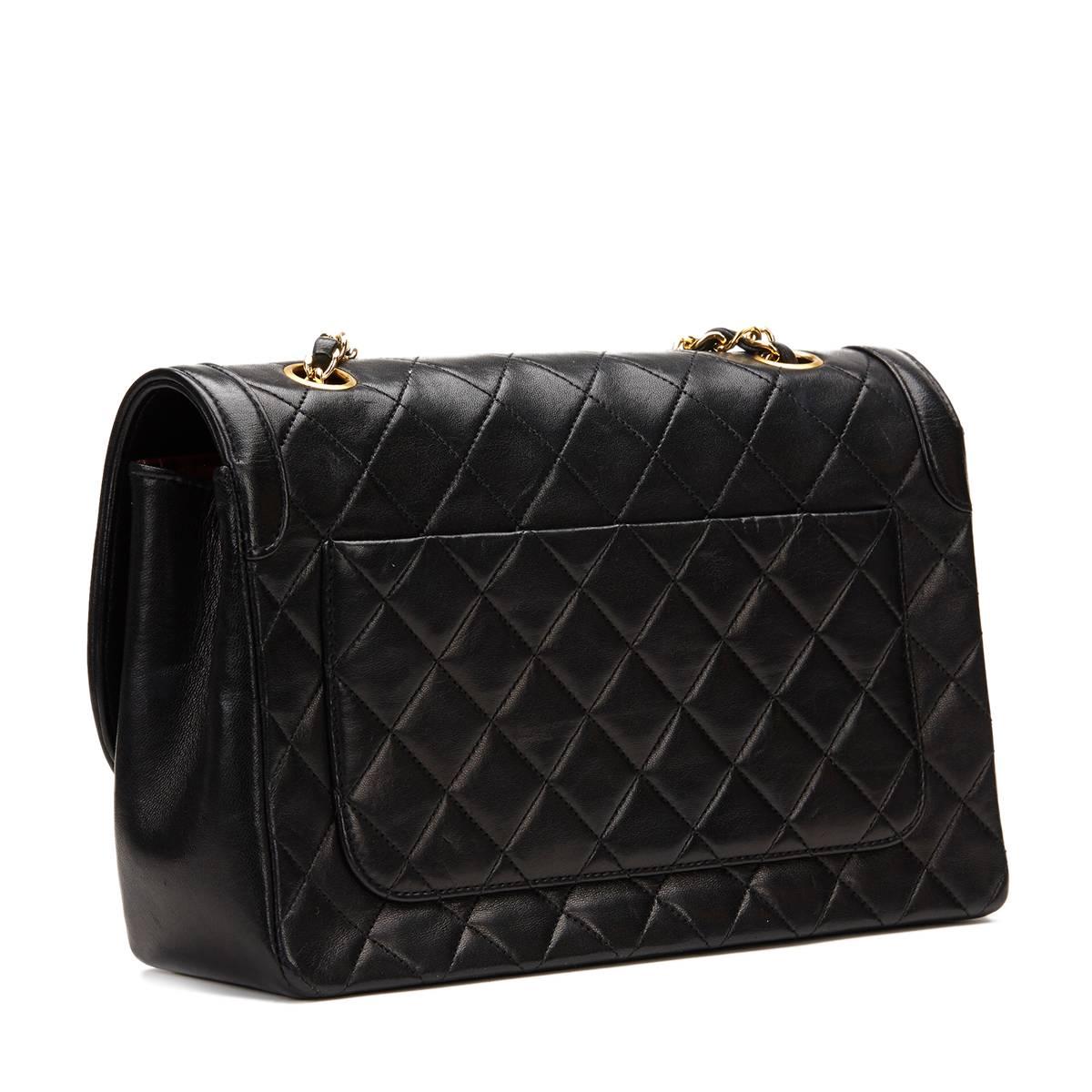 1980s Chanel Black Quilted Lambskin Vintage Classic Single Flap Bag 1