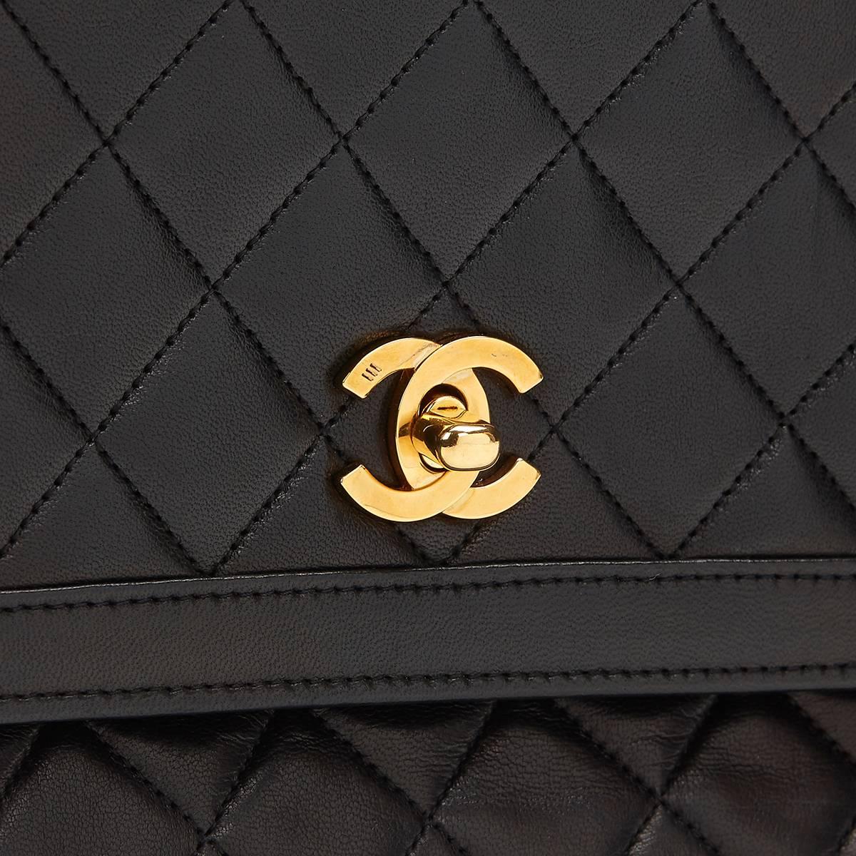 1980s Chanel Black Quilted Lambskin Vintage Classic Single Flap Bag 6