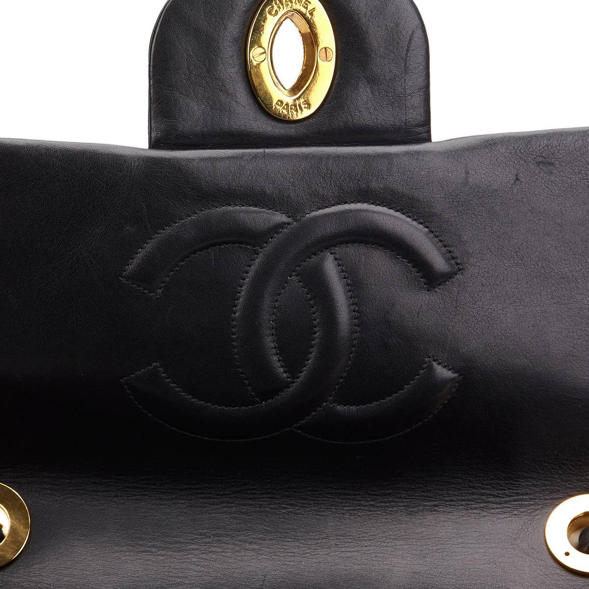 1990s Chanel Black Quilted Lambskin Vintage Maxi Jumbo XL Flap Bag 3