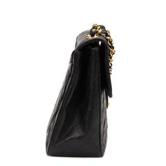 1990s Chanel Black Quilted Lambskin Vintage Maxi Jumbo XL Flap Bag