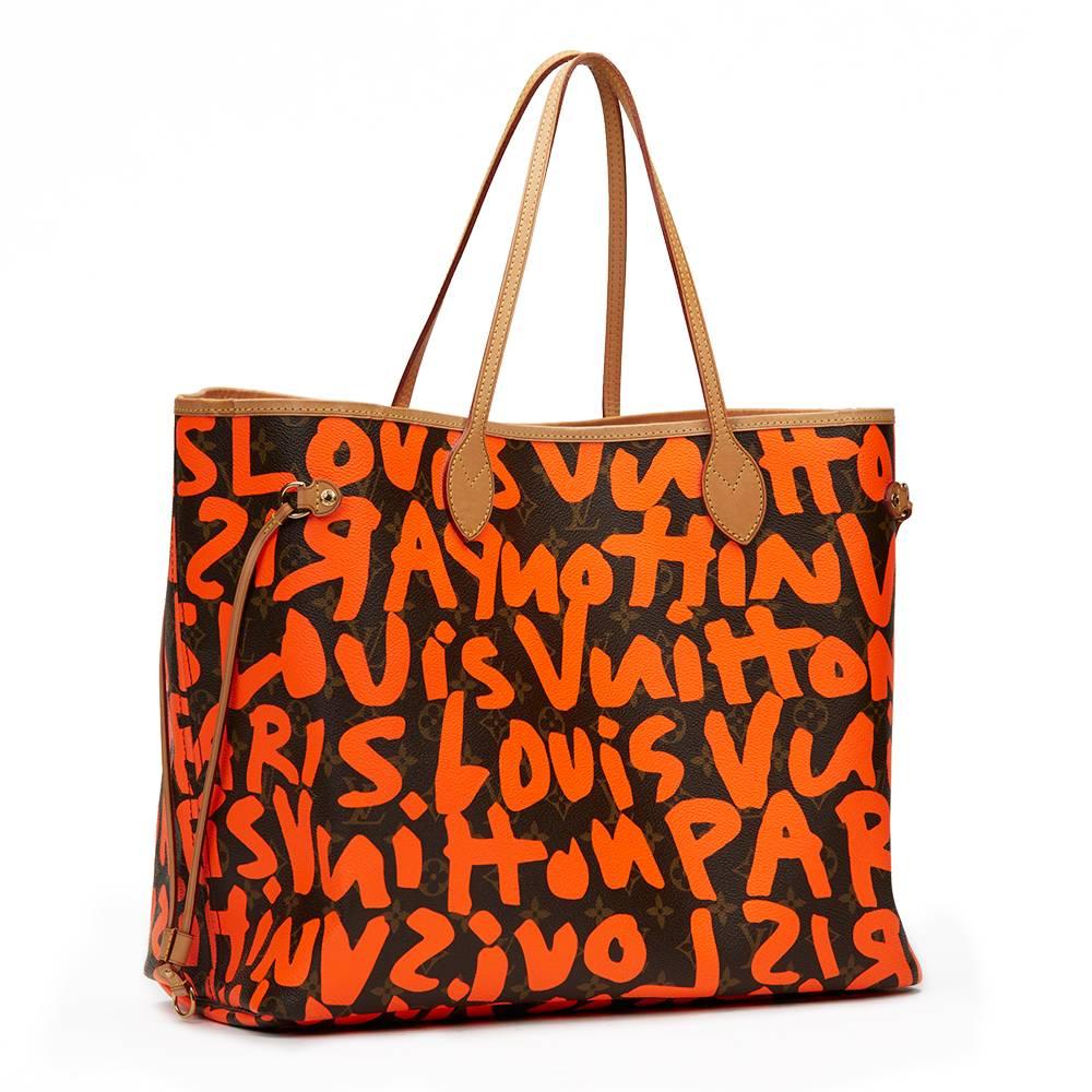 Women's 2009 Louis Vuitton Canvas Stephen Sprouse Orange Graffiti Monogram Neverfull GM