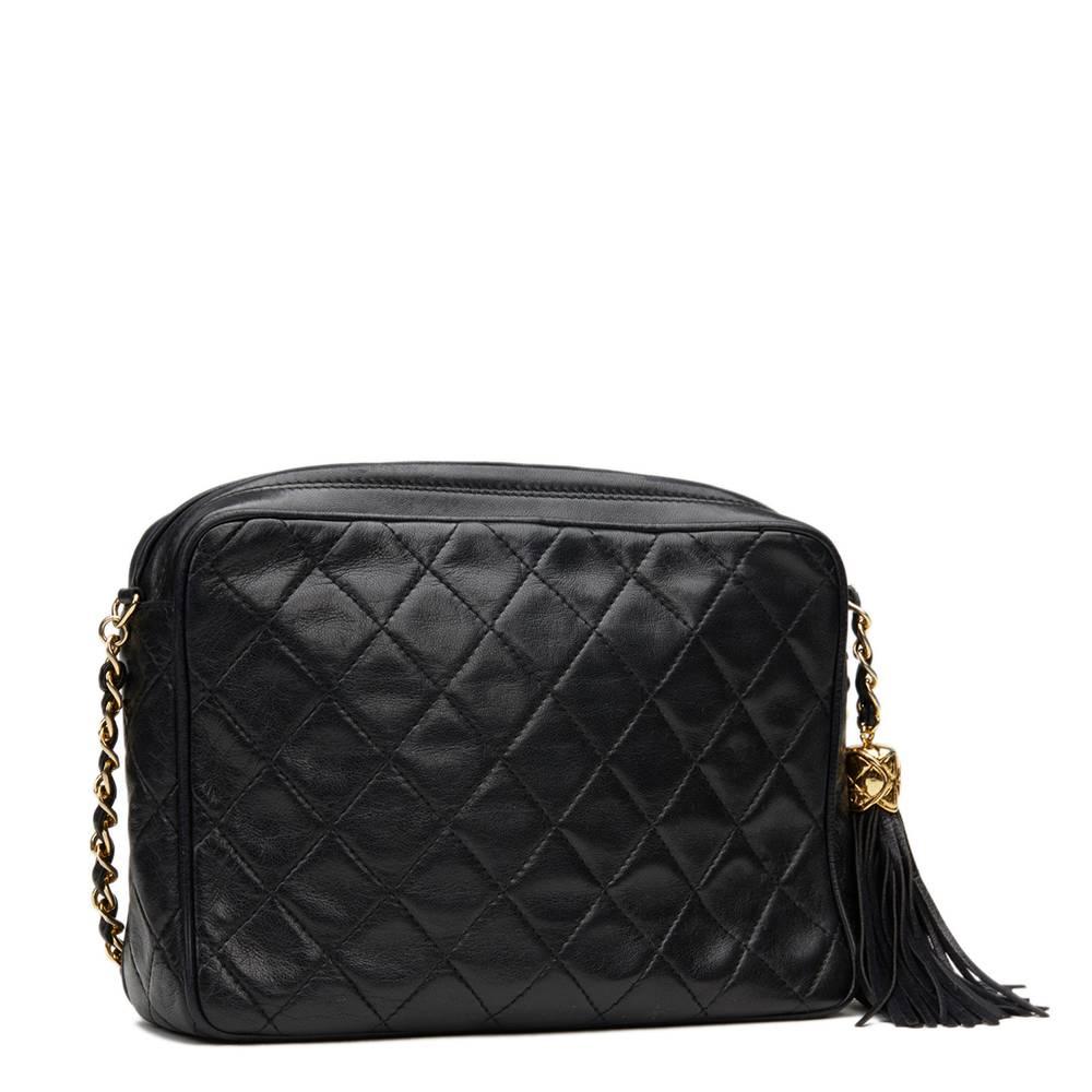1990s Chanel Black Quilted Lambskin Vintage Camera Bag 1