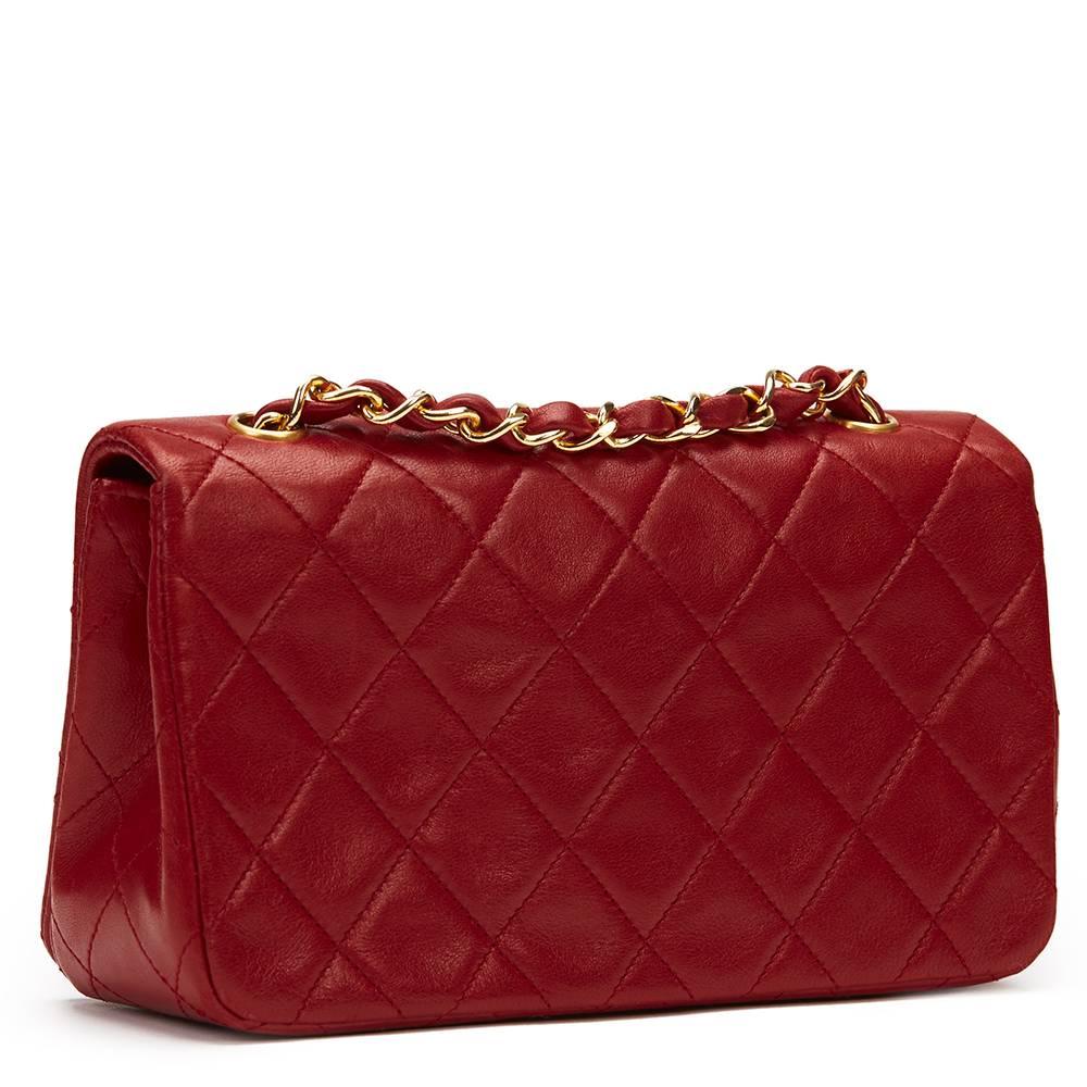 Women's 1990s Chanel Red Quilted Lambskin Vintage Mini Flap Bag