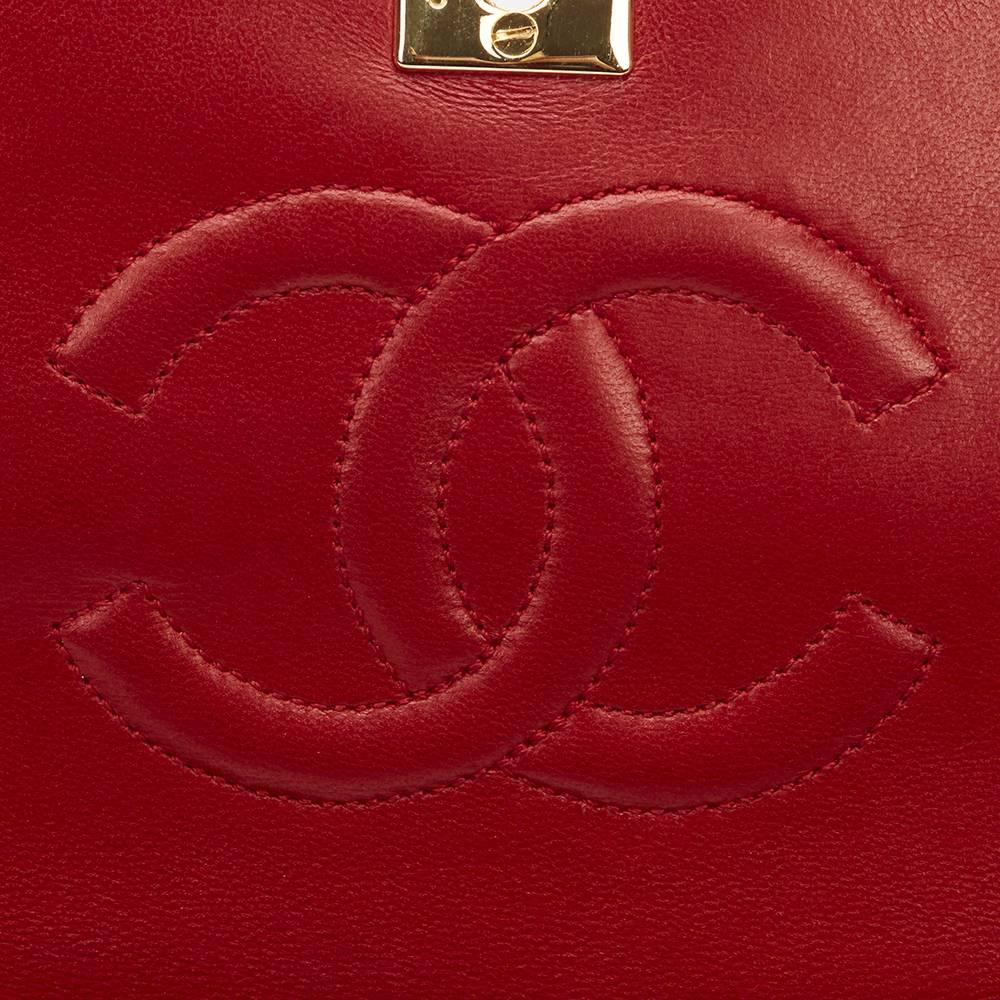 1990s Chanel Red Quilted Lambskin Vintage Mini Flap Bag 5