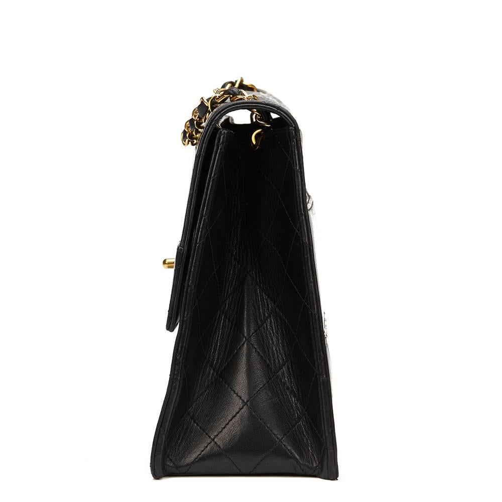 1990s Chanel Black Quilted Lambskin Vintage Trapeze Single Flap Bag In Good Condition In Bishop's Stortford, Hertfordshire