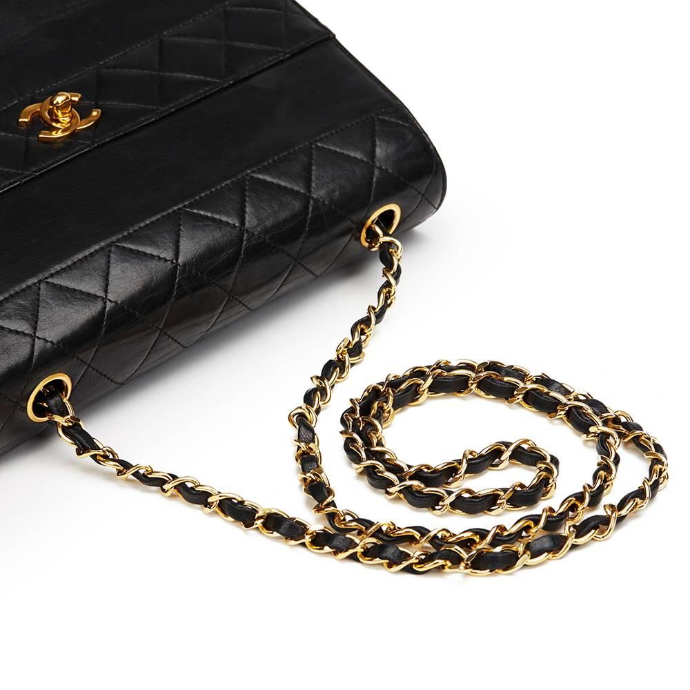 1990s Chanel Black Quilted Lambskin Vintage Trapeze Single Flap Bag 3