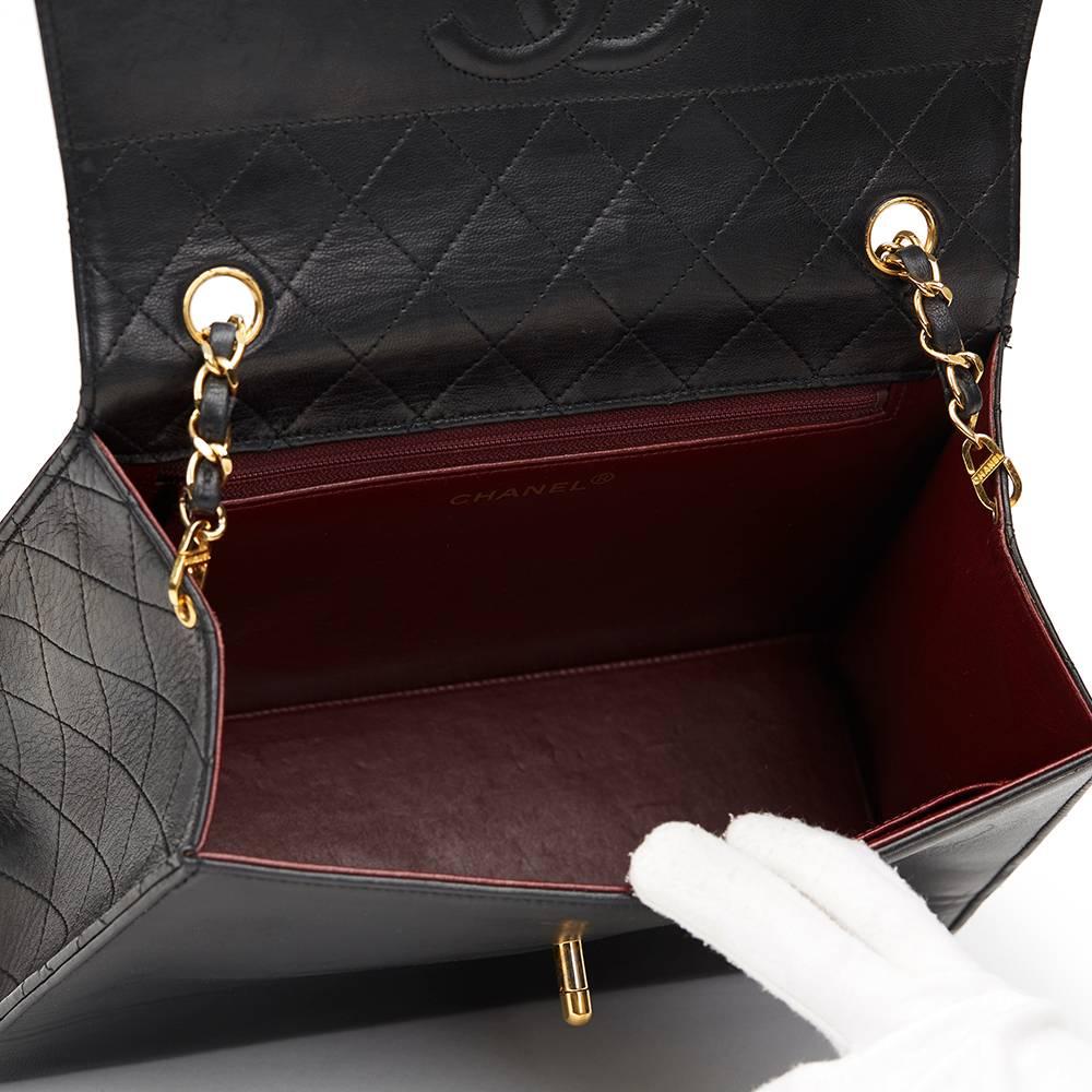 1990s Chanel Black Quilted Lambskin Vintage Trapeze Single Flap Bag 5