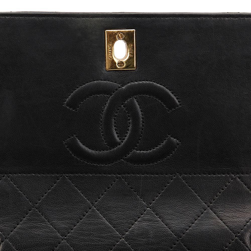 1990s Chanel Black Quilted Lambskin Vintage Trapeze Single Flap Bag 6