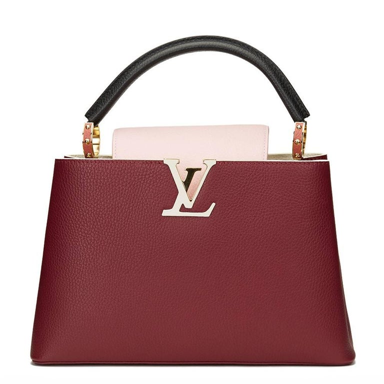 2016 Louis Vuitton Burgundy, Pink, Black and Ivory Taurillon Leather  Capucines BB at 1stDibs