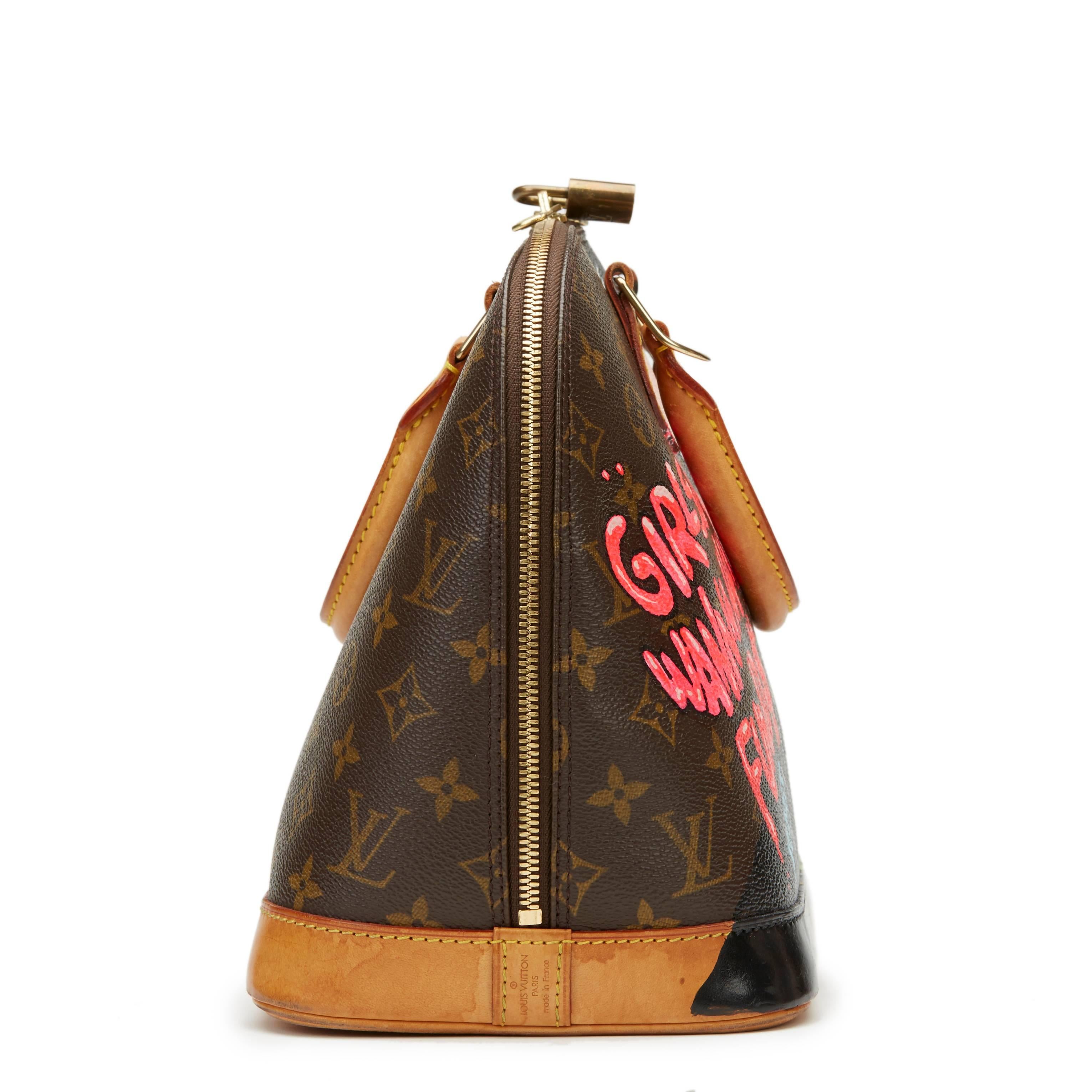 Black 1990s Louis Vuitton Xupes x Year Zero London Handpainted 'Momager' Alma PM 3/3