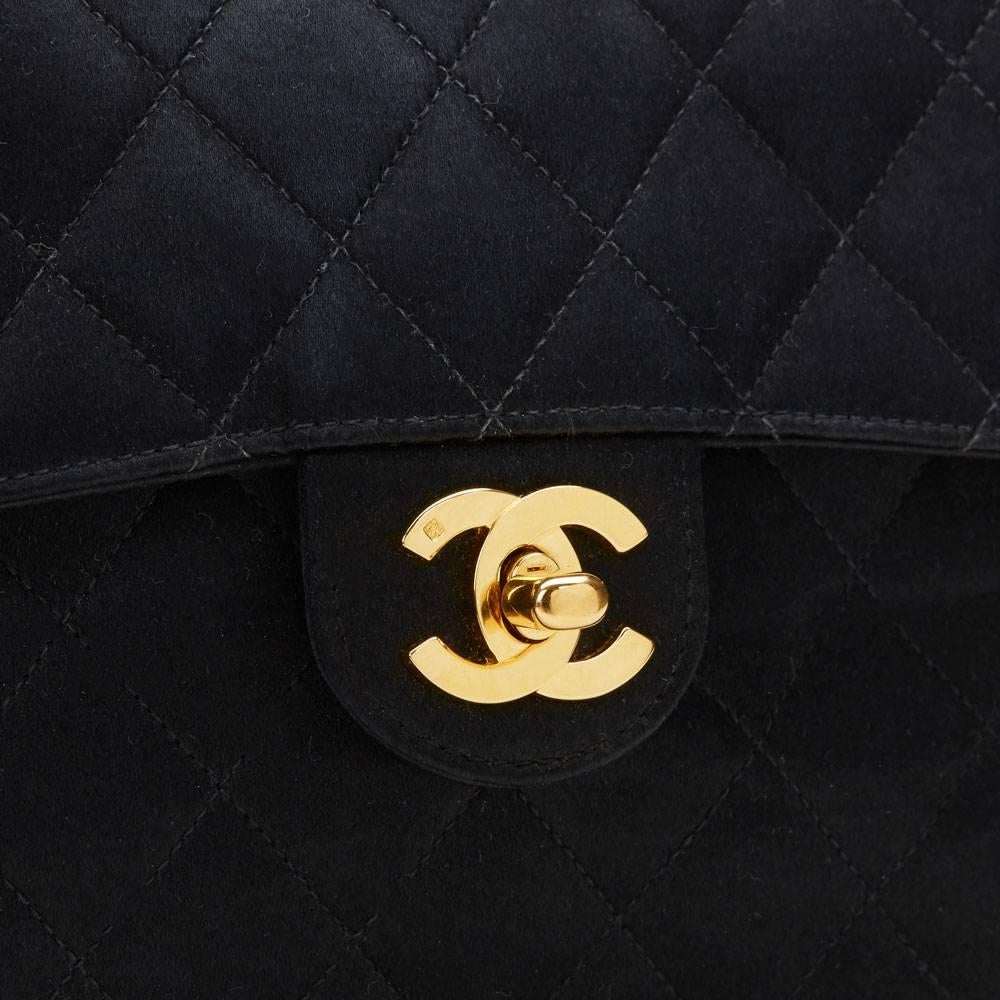 1990s Chanel Black Satin Vintage Mini Flap Bag 2