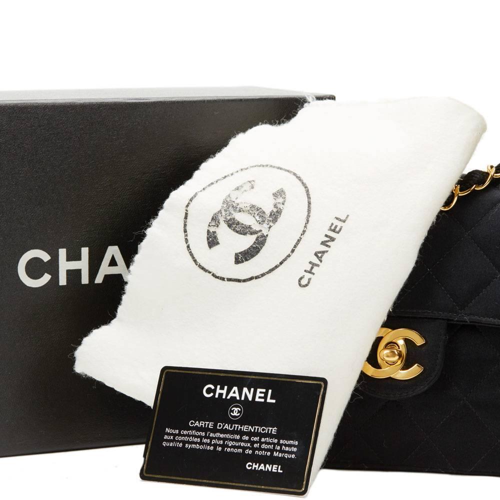 1990s Chanel Black Satin Vintage Mini Flap Bag 6