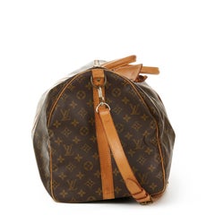 1988 Louis Vuitton Brown Coated Monogram Canvas Vintage Keepall Bandouliere 55