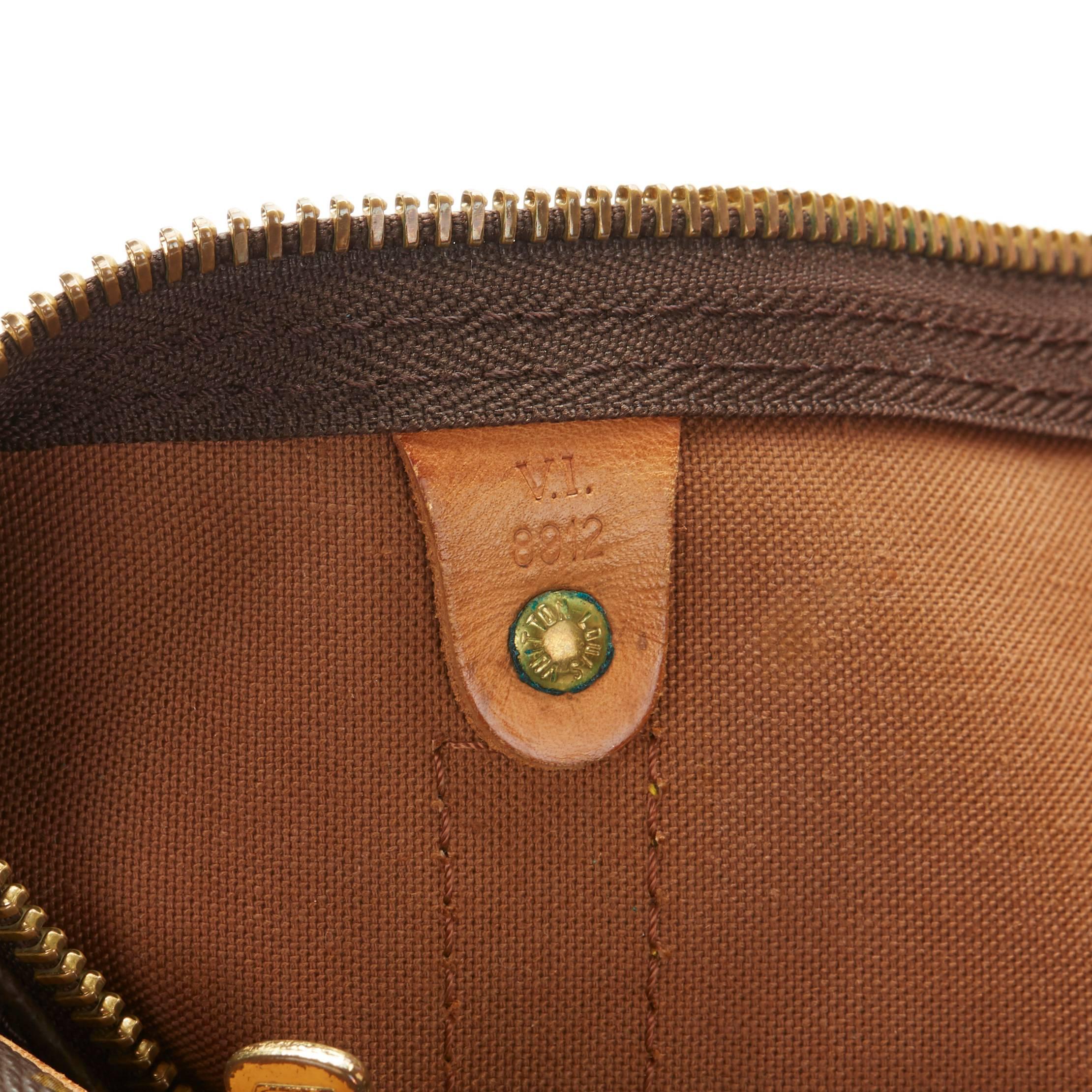 1988 Louis Vuitton Brown Coated Monogram Canvas Vintage Keepall Bandouliere 55 In Good Condition In Bishop's Stortford, Hertfordshire