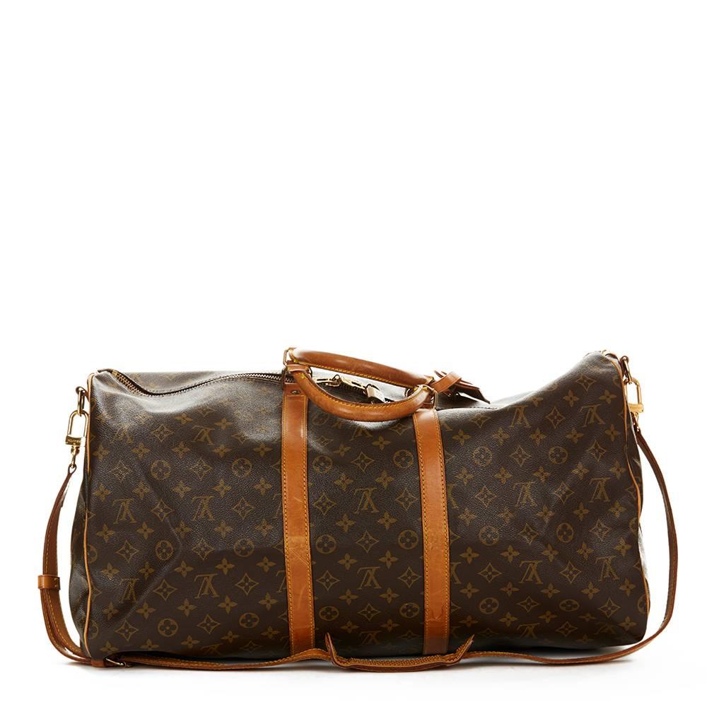 Louis Vuitton Brown Coated Monogram Canvas Vintage Keepall Bandouliere 55 1