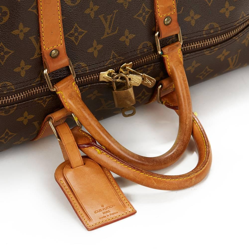 Louis Vuitton Brown Coated Monogram Canvas Vintage Keepall Bandouliere 55 2