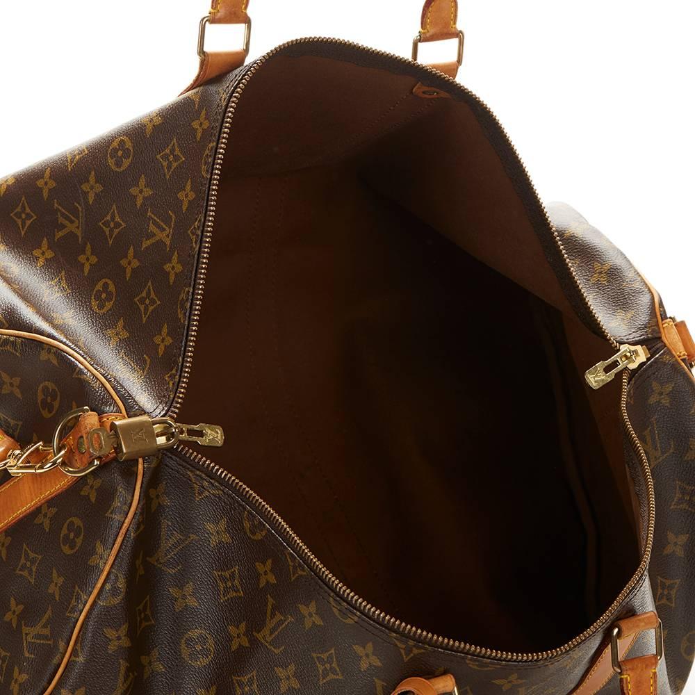 Louis Vuitton Brown Coated Monogram Canvas Vintage Keepall Bandouliere 55 3
