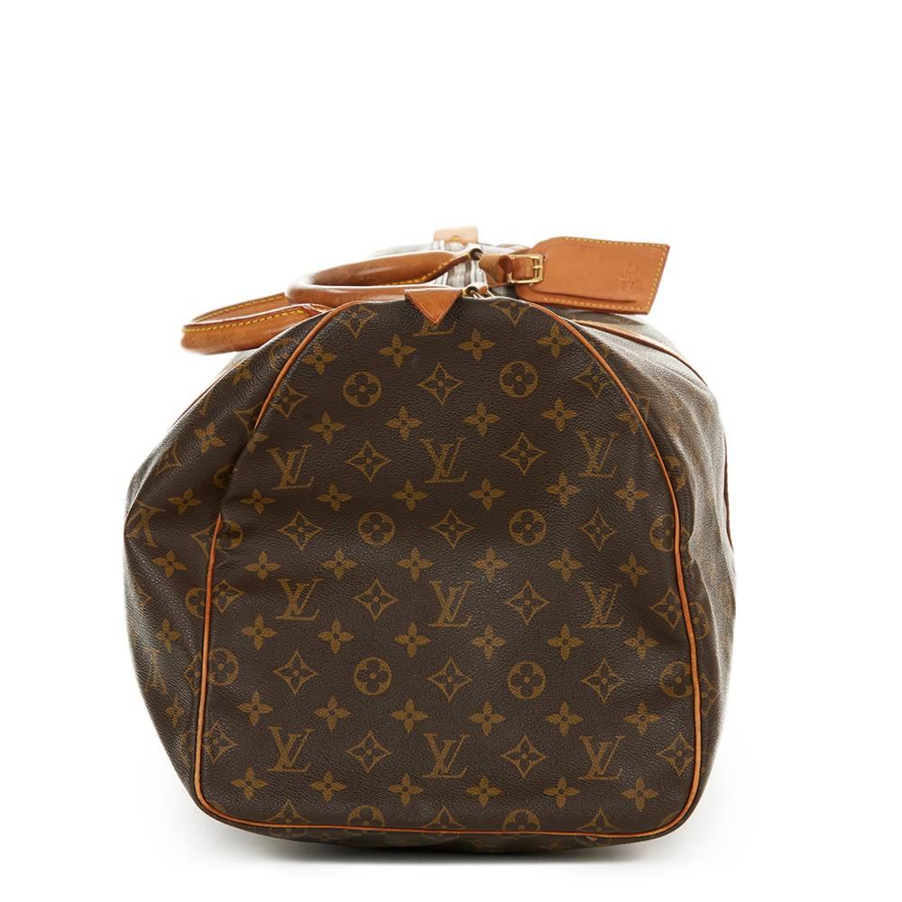 LOUIS VUITTON
Brown Coated Monogram Canvas Vintage Keepall 55

This LOUIS VUITTON Keepall 55 is in Good Pre-Owned Condition accompanied by Luggage Tag. Circa 1987. Primarily made from Coated Canvas complimented by Golden Brass hardware. Our 