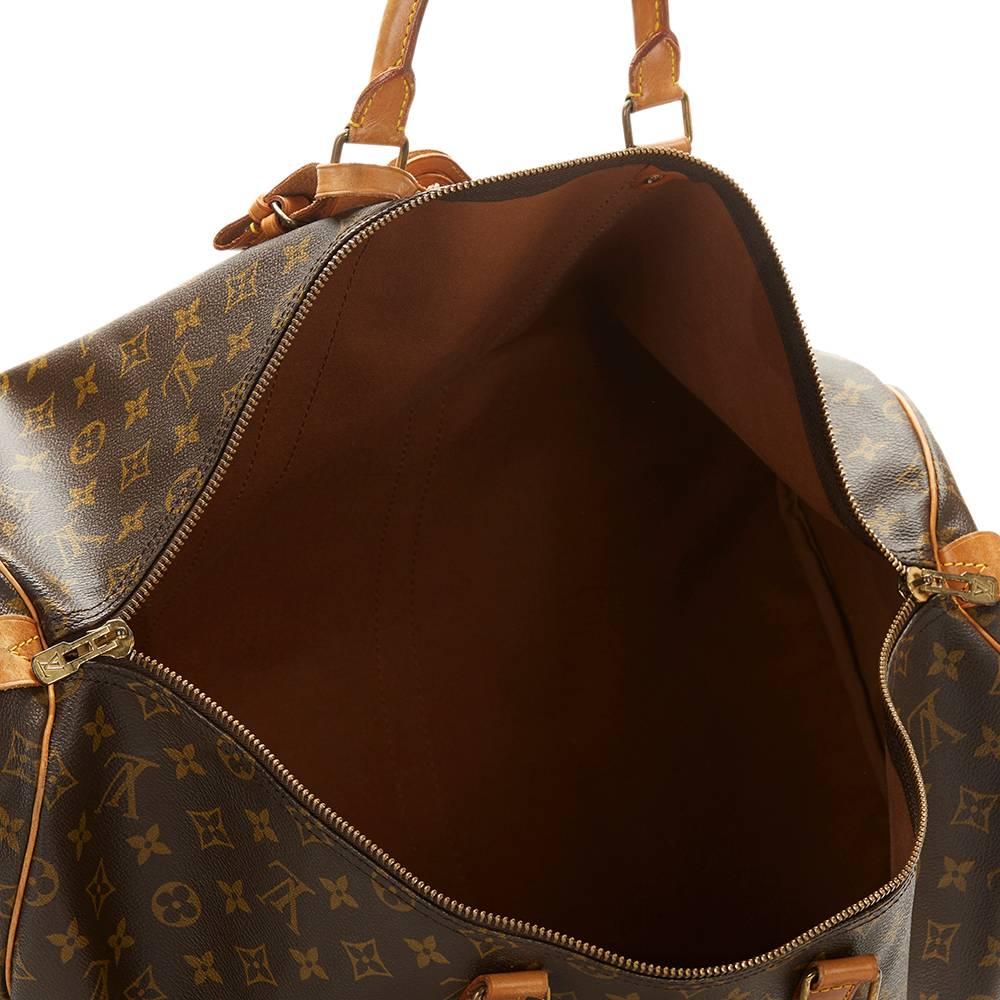 1987 Louis Vuitton Brown Coated Monogram Canvas Vintage Keepall 55 In Good Condition In Bishop's Stortford, Hertfordshire