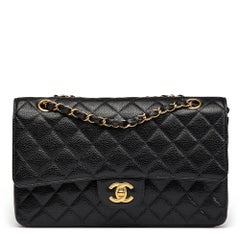 2003 Chanel Black Quilted Caviar Leather Medium Classic Double Flap Bag  