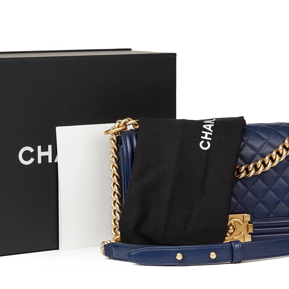 2016 Chanel Navy Quilted Lambskin Medium Le Boy 2