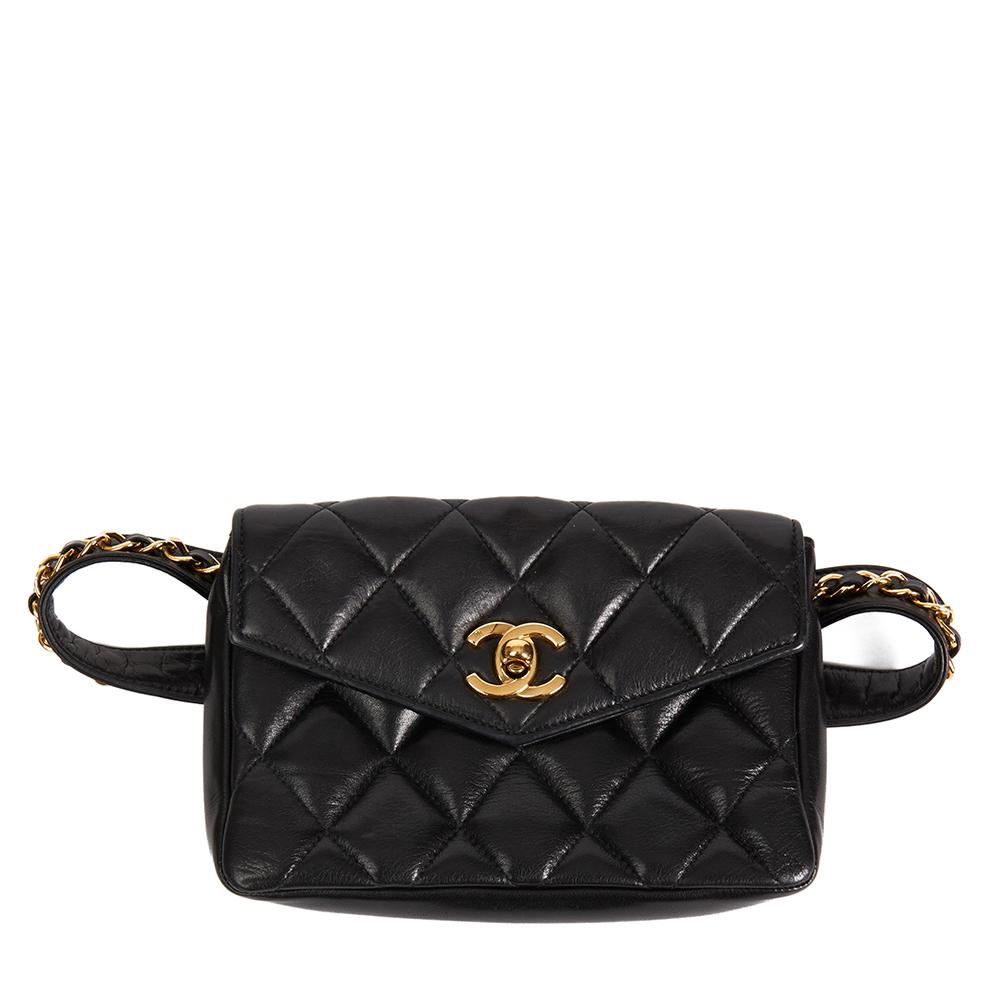 1990's Chanel Black Quilted Lambskin Vintage Classic Belt Bag at 1stDibs