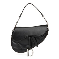 Used 2002 Christian Dior Black Calfskin Leather Saddle Bag