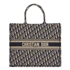 2018 Christian Dior Blau Schrägstrich Monogramm Canvas Buch Tote