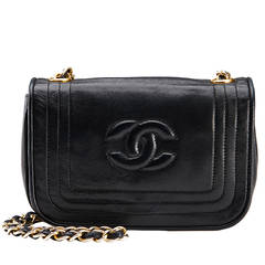 1990's Chanel Black Lambskin Vintage Flap Bag