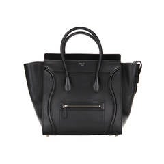 Celine - Mini sac à bagages en cuir tambouriné noir