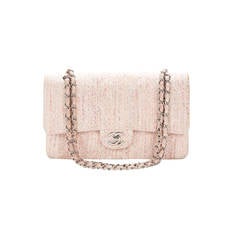 1990's Chanel Pink Multi-Tweed & Pink Leather Retro Double Flap Bag