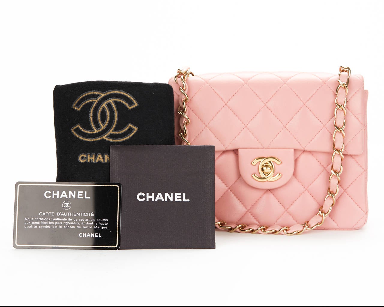 1990s Chanel Pink Lambskin Vintage Mini Flap Bag 3