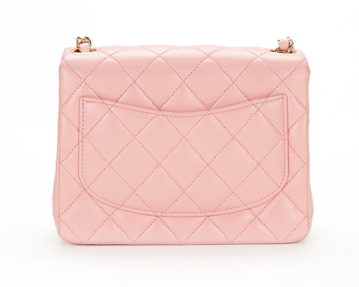 1990s Chanel Pink Lambskin Vintage Mini Flap Bag